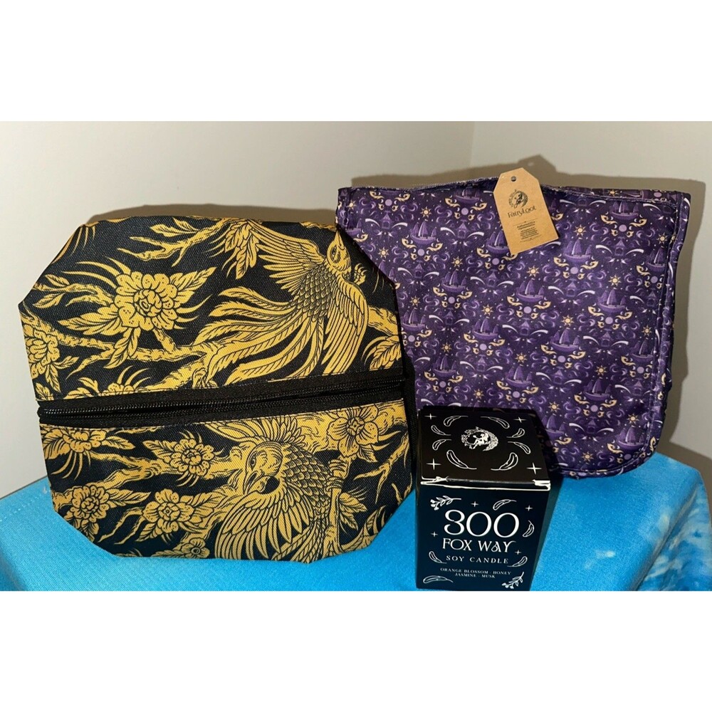 Fairyloot & Bookish Box Bundle- 300 Fox Way Candle & 2 Toiletry Bags